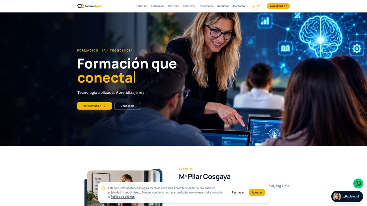 Captura de la web del proyecto Docente TIC