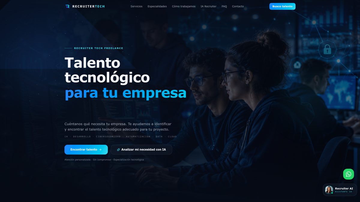 Captura de la web del proyecto RecruiterTech